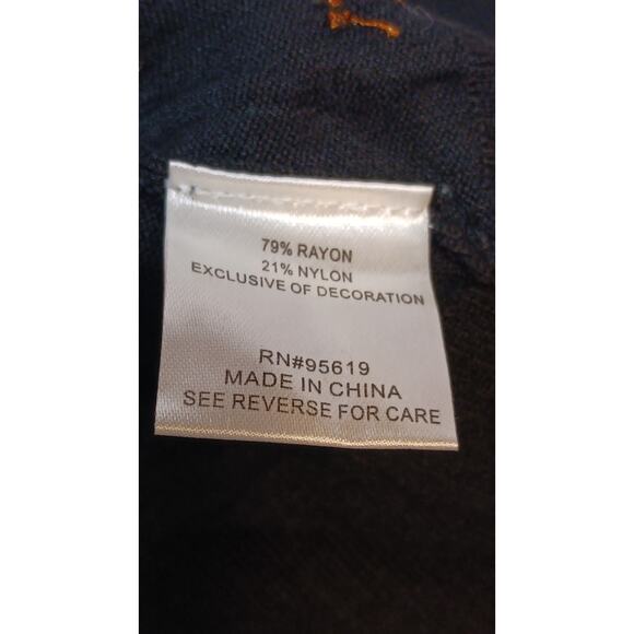 FEVER Women's Medium Black Floral Embroidered Long Sleeve Sweater Rayon Blend - Picture 3 of 7